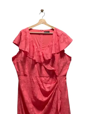 Lane Bryant Midi Faux Wrap Dress Coral Size 18 Summer Wedding Special Occasion thumbnail 6