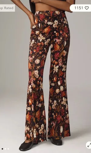 By Anthropologie Floral Flare Pants Womens‎ 8 NWT High Rise Wide Leg Satin Multi thumbnail 1