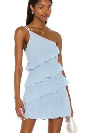 Womens New REVOLVE LOVERS AND FRIENDS DAWN MINI DRESS IN BABY BLUE thumbnail 1