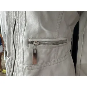 Joujou Faux Leather Moto Jacket Women's M 10/12 Cream White Motorcycle thumbnail 6