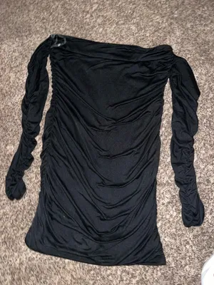 Black off the shoulder mini dress thumbnail 1