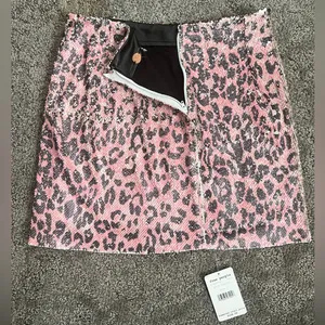 Free People Pink Leopard Print Sequin Mini Skirt thumbnail 7
