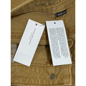 American Eagle Mom Straight‎ Corduroy Pants Tan Super High Rise 14 Long NEW thumbnail 5