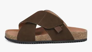 NEW Cork Footbed Slides Suede Genuine Leather Sandals Arch Support Adj Straps 9 thumbnail 2