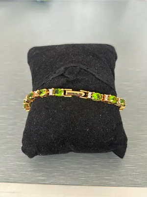 Avon Vintage light green gemstone and clear crystal tennis bracelet thumbnail 2