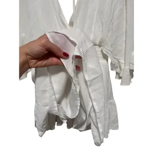 White V-Neck Ruffle Sleeve Smocked Waist Blouse thumbnail 6