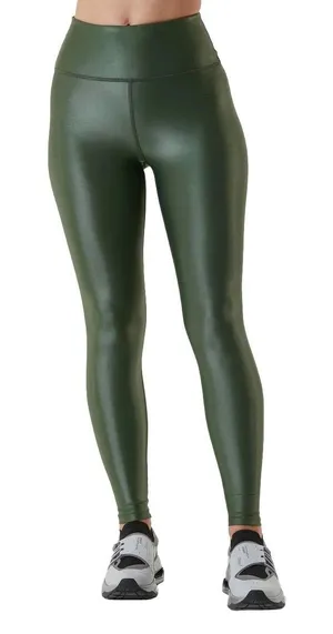 Noli Yoga Liquid Legging Hunter Green High Rise Shiny Metallic Workout Small thumbnail 1