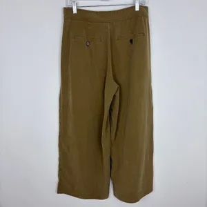 Banana Republic High-Rise Wide-Leg Pleated Ankle Pant Lyocell Olive Brown 12 thumbnail 5