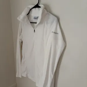 Columbia M White Fleece 1/4 Zip Mock Neck Pullover Sweatshirt Outdoor Camping thumbnail 4