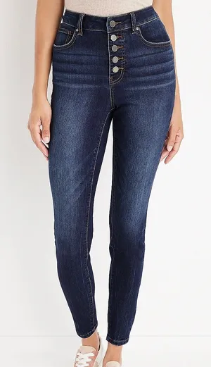 Maurices Everflex Super Skinny High Rise Jeans Dark Wash Button Fly thumbnail 1