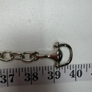 Horsebit Equestrian Belt Chain Silver Adjustable Metal Link Classic Preppy Femme thumbnail 7