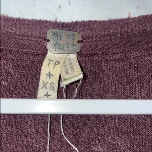 We the Free rainbow trim thermal Henley wine purple Long Sleeve scoop neck xs thumbnail 2