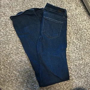 Paige Dark Blue Bell Bottom Denim Jeans thumbnail 2