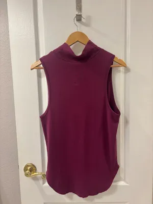 Vintage 90s Free People Topanga Cowl Neck Plum Muscle Tee Tunic Boho Slouchy Fit S thumbnail 2
