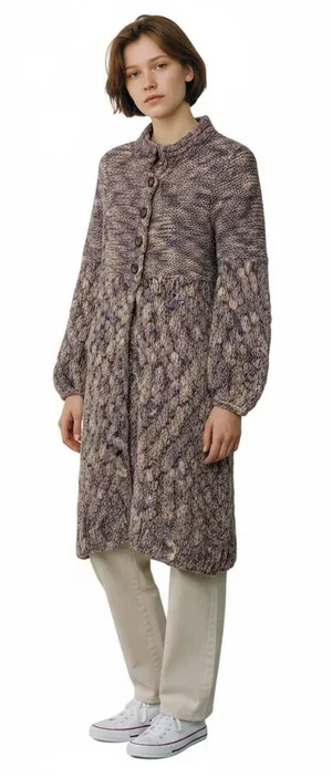Free People Size XS‎ Purple Open Knit Half Button Wool Blend Cardigan Sweater thumbnail 1