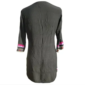 -1667 Embroidered Tunic Top Black 3/4 Sleeve fits‎ Women's Size XS thumbnail 4