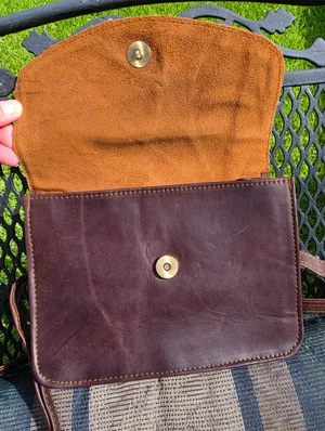 Unique hair on hide Brown Leather Purse Crossbody thumbnail 2