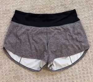 Lululemon Black Waistband Gray Heather Run Speed Shorts Size 6 Workout Athletic thumbnail 1