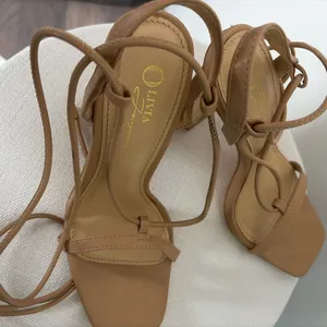 Olivia Jaymes Nude Lace-Up Heels Block Heel Sandals Women’s Size 7 (B90)&✨ thumbnail 4