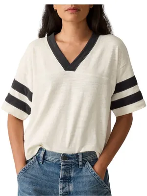 Faherty Sunwashed Slub organic cotton varsity tee XL black/ white thumbnail 1