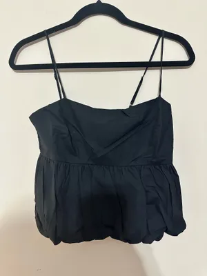 PaperMoon Black spaghetti strap bubble crop top size small thumbnail 2