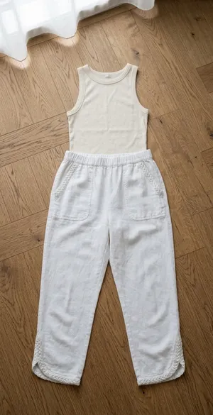 Women’s Braided Hem Stretch French Terry Capri - White thumbnail 4