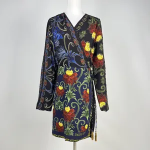 NWOT Farm Rio x Anthropologie Mixed Arabesque Scarves Wrap Mini Dress Size M thumbnail 5