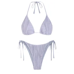 NWT ZAFUL Lilac Textured String Thong Bikini -‎ XS thumbnail 2