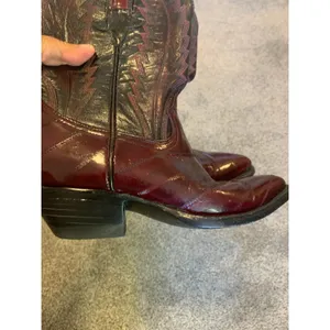 Vintage Montana Womens 6.5 B Cowboy Boots Burgundy Black Two Tone Leather Mexico thumbnail 9