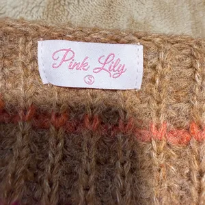 Pink Lily Vibrant Pink and Tan Cardigan thumbnail 2