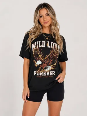 Wild Love Forever Eagle Graphic Tee Black Oversized NWT Size XXL thumbnail 2