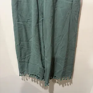 Lulus Wide Leg jumper Midi XS‎ Green Linen & Rayon Short Sleeve Fringe thumbnail 4