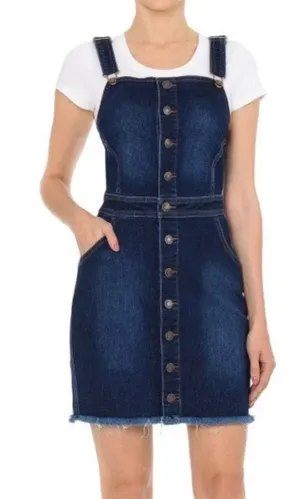 Wax Jean Women's Exposed Button-Front Denim Dress DARK thumbnail 1