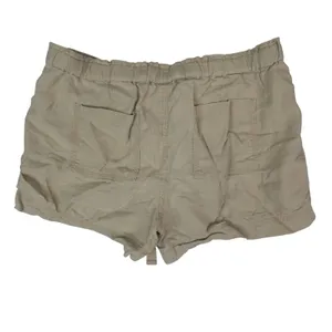 JCP 100%‎ Linen Shorts Women Small Tan Elastic Drawstring Waist Coastal Summer thumbnail 2