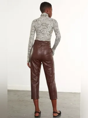 NWOT Commando Faux Leather Paperbag Waist Pants in Oxblood Belt size small thumbnail 4