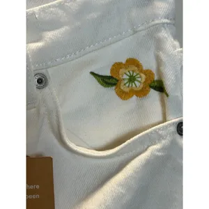 Reformation Jeans Pants Women 26 White Floral Embroidered Straight Leg New Denim thumbnail 5