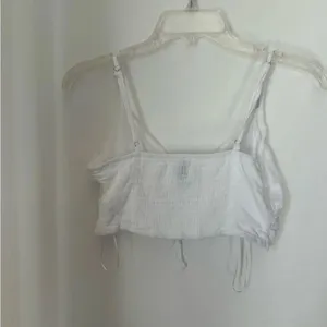 Princess Polly Smocked Tie Front Crop Top Size 6 White Spaghetti Strap thumbnail 5