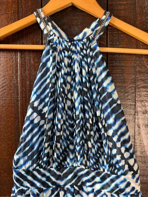 Calvin Klein Blue Printed Halter Fit & Flare Dress NWT 4P thumbnail 3