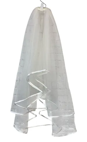 Veil Layered‎ with Rhinestones White Ivory Color thumbnail 1