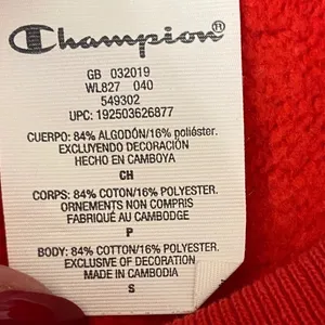 Champion Reverse Weave Red Cropped Sweatshirt‎ WL827 Small thumbnail 7