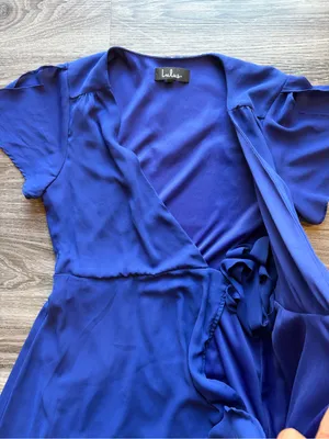LULUS Elegant Royal Blue Wrap Midi Dress with Tie Waist thumbnail 2