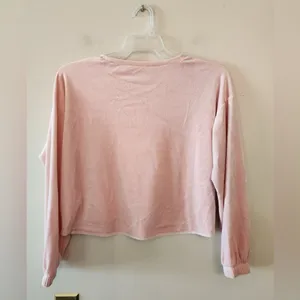 Old navy fleece pink cropped sweatshirt size womens medium thumbnail 2