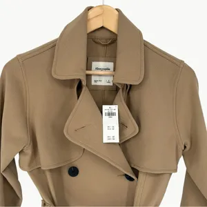 Abercrombie Drapey Double Breasted Belted Long Trench Coat | Sz Small | Tan thumbnail 6
