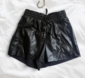 Idem Ditto Black Faux Leather Drawstring Shorts Size Large thumbnail 1