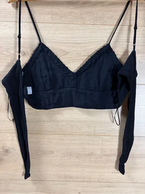 Aeropostale Black Lace Cropped Brami Top -Small thumbnail 3
