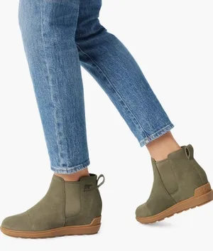 Sorel Evie II Waterproof Chelesa Bootie, Size 5.5 Stone Green, Leather/Suede NWT thumbnail 1