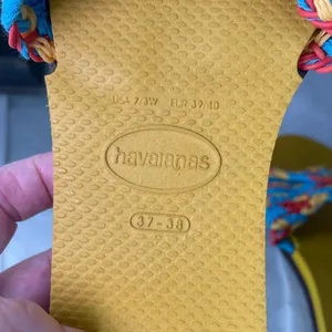 NWT size 7/8 Havainas St. Tropez mesh sandals multicolored woven strap thumbnail 5