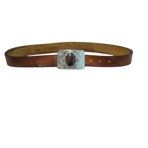vintage-style Western belt buckle with a large oval agate cabochon stone 32 thumbnail 2