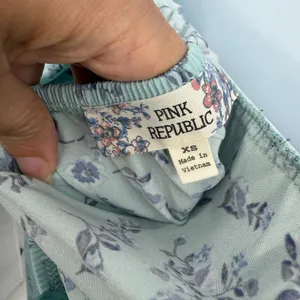 Pink Republic Babydoll =Floral Dress XS Milkmaid Coquette Cottagecore Bow Sage thumbnail 7