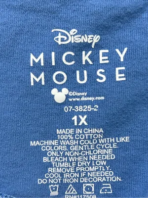 Disney Blue V-neck T-shirt with Large Mickey and Minnie Graphic size 1X thumbnail 5